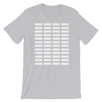 White Bars Unisex T-Shirt Abyssinian Kiosk Rectangle Bars Spaced Evenly Grid Pattern Fashion Cotton Apparel Clothing Bella Canvas Original Art