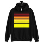 Red to Yellow Unisex Hoodie Bars and Lines Orange Abyssinian Kiosk Fashion Cotton Apparel Clothing Gildan Original Art