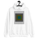 Black Stripes Yellow Cyan Squares Unisex Hoodie Squares Within Lines Abyssinian Kiosk Fashion Cotton Apparel Clothing Gildan Original Art