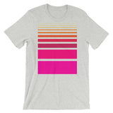 Pink to Yellow Unisex T-Shirt Thick Bars to Thin Lines Abyssinian Kiosk Fashion Cotton Apparel Clothing Bella Canvas Original Art