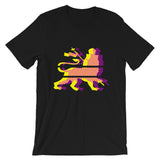 Yellow Magenta Diagonal Lines Unisex T-Shirt Abyssinian Kiosk Ethiopian Lion of Judah Bella Canvas Original Art Abyssinian Kiosk Fashion Cotton Apparel Clothing