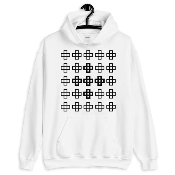 Black Cross in Crosses Unisex Hoodie Abyssinian Kiosk Christian Jesus Religion Equal Armed Squares Cross Gildan Original Art Fashion Cotton Apparel Clothing