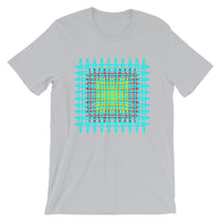 Cyan Red Yellow Ellipses Unisex T-Shirt Abyssinian Kiosk Fashion Ellipses Inside Ellipses Cotton Apparel Clothing Bella Canvas Original Art