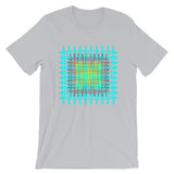 Cyan Red Yellow Ellipses Unisex T-Shirt Abyssinian Kiosk Fashion Ellipses Inside Ellipses Cotton Apparel Clothing Bella Canvas Original Art