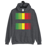 Green Yellow Red Broken Barcode Unisex Hoodie Original Art Abyssinian Kiosk Fashion Cotton Apparel Gildan Clothing Rasta Flag Reggae