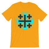 Cyan Black Orange #12 Cross Unisex T-Shirt Abyssinian Kiosk Ethiopian Christian Jesus Religion Equal Arm Bella Canvas Original Art Fashion Cotton Apparel Clothing