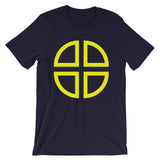 Between the Lines Cross Yellow Unisex T-Shirt Abyssinian Kiosk Ethiopian Coptic Orthodox Tewahedo Christian Bella Canvas Original Art Fashion Cotton Apparel Clothing