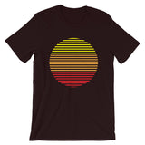 Yellow to Red Lined Circle Unisex T-Shirt Abyssinian Kiosk Fashion Cotton Apparel Clothing Bella Canvas Original Art