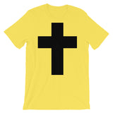 Black Latin Cross Unisex T-Shirt Abyssinian Kiosk Christian Jesus Religion Wide Line Latin Cross Bella Canvas Original Art Fashion Cotton Apparel Clothing