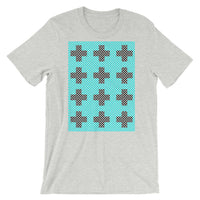 Criss Cross Cyan Black Unisex T-Shirt Abyssinian Kiosk 12 Small Equal Arm Crosses Christian Bella Canvas Original Art Fashion Cotton Apparel Clothing