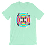 Psychedelic #12 Cross White Unisex T-Shirt Abyssinian Kiosk Equal-Armed Cross Ethiopian Jesus Christian Trip Trippy Colorful Bella Canvas Original Art Fashion Cotton Apparel Clothing