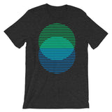 Green to Blue Lined Circles Unisex T-Shirt Abyssinian Kiosk Joining Circles Fashion Cotton Apparel Clothing Bella Canvas Original Art