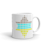 Brown, Cyan, Yellow Lime Boxes Star of David Kaffa Mug