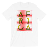 Africa Yellow Letters Red Grid Unisex T-Shirt Abyssinian Kiosk Fashion Cotton Apparel Clothing Bella Canvas Original Art 