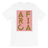 Africa Yellow Letters Red Grid Unisex T-Shirt Abyssinian Kiosk Fashion Cotton Apparel Clothing Bella Canvas Original Art 