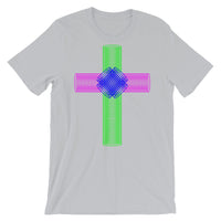 Green Magenta Blue Ellipse Cross Unisex T-Shirt Abyssinian Kiosk Christian Jesus Religion Cross Bella Canvas Original Art Fashion Cotton Apparel Clothing