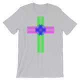 Green Magenta Blue Ellipse Cross Unisex T-Shirt Abyssinian Kiosk Christian Jesus Religion Cross Bella Canvas Original Art Fashion Cotton Apparel Clothing