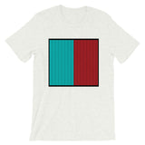 Black Back Cyan Red Lines Unisex T-Shirt Square Abyssinian Kiosk Fashion Cotton Apparel Clothing Bella Canvas Original Art