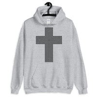 Black Empty Maze Cross Unisex Hoodie Abyssinian Kiosk Christian Jesus Religion Lined Latin Cross Gildan Original Art Fashion Cotton Apparel Clothing