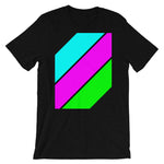 Cyan Magenta Green Stripes Unisex T-Shirt Abyssinian Kiosk Diagonal Stripes Fashion Cotton Apparel Clothing Bella Canvas Original Art