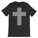 White & Empty Maze Cross Unisex T-Shirt Abyssinian Kiosk Christian Jesus Religion Lined Latin Cross Bella Canvas Original Art Fashion Cotton Apparel Clothing
