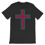 Black Pink Green Maze Cross Unisex T-Shirt Abyssinian Kiosk Christian Jesus Religion Lined Latin Cross Bella Canvas Original Art Fashion Cotton Apparel Clothing