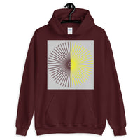 Half Blank Half Yellow Cube Spokes Grey BG Unisex Hoodie Abyssinian Kiosk Squares Bicycle Spokes Background Fashion Cotton Apparel Clothing Gildan Original Art