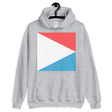 Red White Blue Triangle Square Unisex Hoodie Abyssinian Kiosk America USA Fashion Cotton Apparel Clothing Gildan Original Art