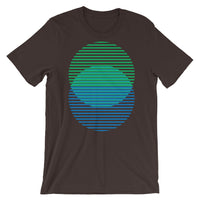 Green to Blue Lined Circles Unisex T-Shirt Abyssinian Kiosk Joining Circles Fashion Cotton Apparel Clothing Bella Canvas Original Art