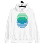 Green to Blue Lined Circles Unisex Hoodie Abyssinian Kiosk Joining Circles Fashion Cotton Apparel Clothing Gildan Original Art