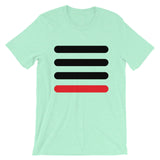 3 Black Bars 1 Red Unisex T-Shirt Abyssinian Kiosk Horizontal Lines Fashion Cotton Apparel Clothing Bella Canvas Original Art