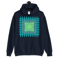 Cyan Red Yellow Ellipses Unisex Hoodie Abyssinian Kiosk Fashion Ellipses Inside Ellipses Cotton Apparel Clothing Gildan Original Art