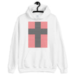 Black Cross Red Lines Unisex Hoodie Abyssinian Kiosk Christian Jesus Religion Lined Latin Cross Gildan Original Art Fashion Cotton Apparel Clothing
