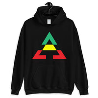 Pyramid GYR Unisex Hoodie Gildan Original Art Abyssinian Kiosk Fashion Cotton Apparel Clothing Triangle GYR Green Yellow Red Ethiopia Ethiopian Flag