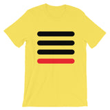 3 Black Bars 1 Red Unisex T-Shirt Abyssinian Kiosk Horizontal Lines Fashion Cotton Apparel Clothing Bella Canvas Original Art