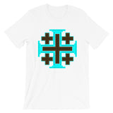 Cyan Black Orange #12 Cross Unisex T-Shirt Abyssinian Kiosk Ethiopian Christian Jesus Religion Equal Arm Bella Canvas Original Art Fashion Cotton Apparel Clothing