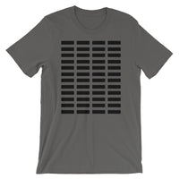 Black Grid Bars Unisex T-Shirt Abyssinian Kiosk Rectangle Bars Spaced Evenly Grid Pattern Fashion Cotton Apparel Clothing Bella Canvas Original Art