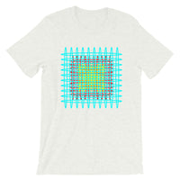 Cyan Red Yellow Ellipses Unisex T-Shirt Abyssinian Kiosk Fashion Ellipses Inside Ellipses Cotton Apparel Clothing Bella Canvas Original Art