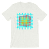Cyan Red Yellow Ellipses Unisex T-Shirt Abyssinian Kiosk Fashion Ellipses Inside Ellipses Cotton Apparel Clothing Bella Canvas Original Art
