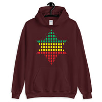 Green Yellow Red Boxes Star of David Unisex Hoodie Abyssinian Kiosk Rectangles Jewish Falasha Abyssinia Ethiopia Gildan Original Art Fashion Cotton Apparel Clothing