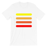 Yellow to Red Bars Unisex T-Shirt Abyssinian Kiosk Orange Lines Fashion Cotton Apparel Clothing Bella Canvas Original Art
