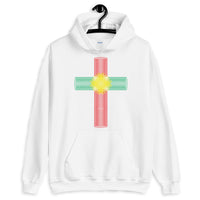 Green Yellow Red Ellipse Cross Unisex Hoodie Abyssinian Kiosk Christian Jesus Religion Cross Gildan Original Art Fashion Cotton Apparel Clothing