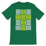 4 Lines Yellow Cross White Unisex T-Shirt Abyssinian Kiosk Christian Bella Canvas Original Art Fashion Cotton Apparel Clothing