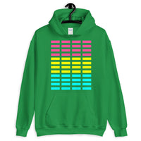 Pink Yellow Cyan Grid Bars Unisex Hoodie Abyssinian Kiosk Rectangle Bars Spaced Evenly Grid Pattern Fashion Cotton Apparel Clothing Gildan Original Art