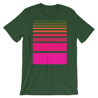 Pink to Yellow Unisex T-Shirt Thick Bars to Thin Lines Abyssinian Kiosk Fashion Cotton Apparel Clothing Bella Canvas Original Art