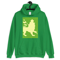 Yellow Squares White Lion Unisex Hoodie Ethiopian Lion of Judah Ethiopia African Abyssinian Kiosk Fashion Cotton Apparel Clothing Gildan Original Art