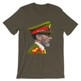 Haile Selassie Color Profile Unisex T-Shirt Abyssinian Kiosk Emperor Rasta Rastafari Green Yellow Red Ethiopian Flag Ethiopia Africa African Abyssinia Habesha History Military Uniform Art Portrait Vintage Reggae Bella Canvas Original Art Fashion Cotton Apparel Clothing