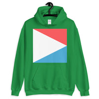 Red White Blue Triangle Square Unisex Hoodie Abyssinian Kiosk America USA Fashion Cotton Apparel Clothing Gildan Original Art