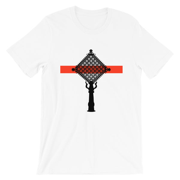 Black Cross Red Bar Unisex T-Shirt Ethiopian Coptic Orthodox Abyssinian Kiosk Christian