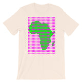 Magenta Squares Green Africa Unisex T-Shirt Map African Abyssinian Kiosk Fashion Cotton Apparel Clothing Bella Canvas Original Art